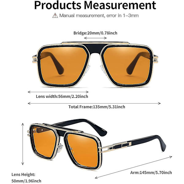 Quare Aviator Beautifygae För Kvinnor Män Retro Aviator Beautifygae Uv-skydd Deigner Piot 70 80 Beautifygae
