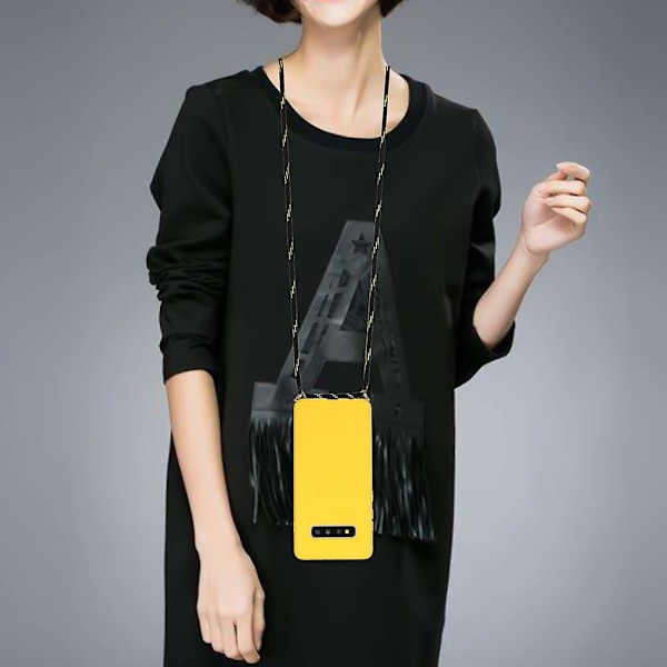 Wheat Straw Material + Tpu Case med snodd för Samsung Galaxy S10 Plus Yellow For Samsung Galaxy S10 Plus