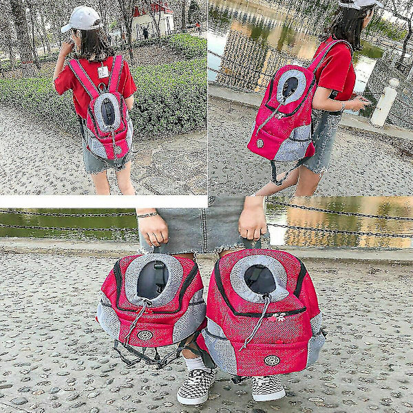 Resa Pet Dog Carrier Valp Rese Mesh Ryggsäck Främre Bärbar axelväska Rose M