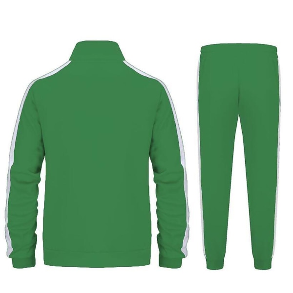 Träningsdräkt för män Athletic Full Zip Casual Sports Jogging Gym Sweatsuit Green S