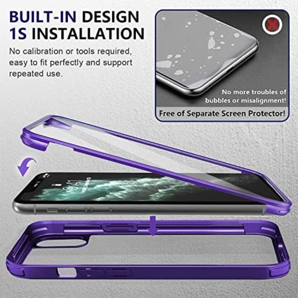 UBUNU iPhone Xs Max- case med skärmskydd [Inbyggt 9H hårt härdat glas], för Magsafe 360 ​​helkroppsskydd, genomskinligt skyddande iPh Purple