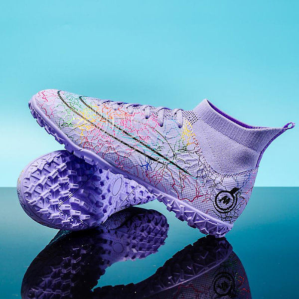 Fotbollsskor för män Halkfria fotbollsskor Klossar Gräs Fotbollssneakers Yj068 Purple 46