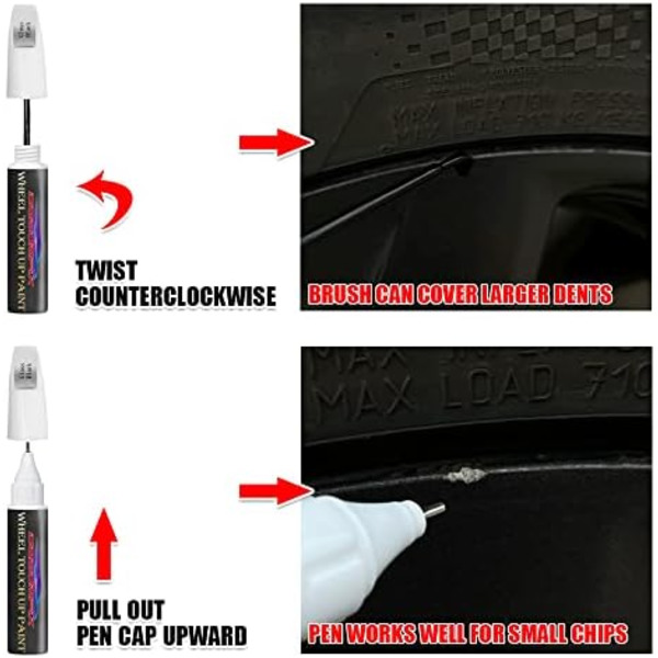 cocomfix Fälgreparationssats, Black Rim Touch Up Paint Kit, Reparationssats för fälgar. SNABB &amp; LÄTT för kantstensutslag, repor och större Ordinary Gloss Black