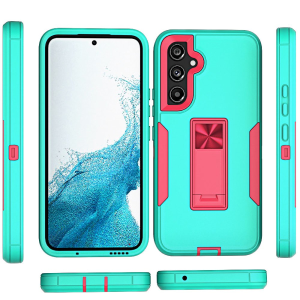 Xhy Samsung Galaxy A54 5G- case med skärmskydd och magnetiskt bilfäste Kickstand Militärklass helkropp dubbellager Drop Rugged Dura green&rosered