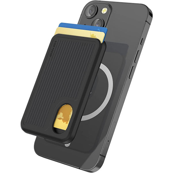 Korthållare för telefonbaksida för Magsafe Strong Magnetic Rfid Shielding Silikonplånbok kompatibel Iphone Black