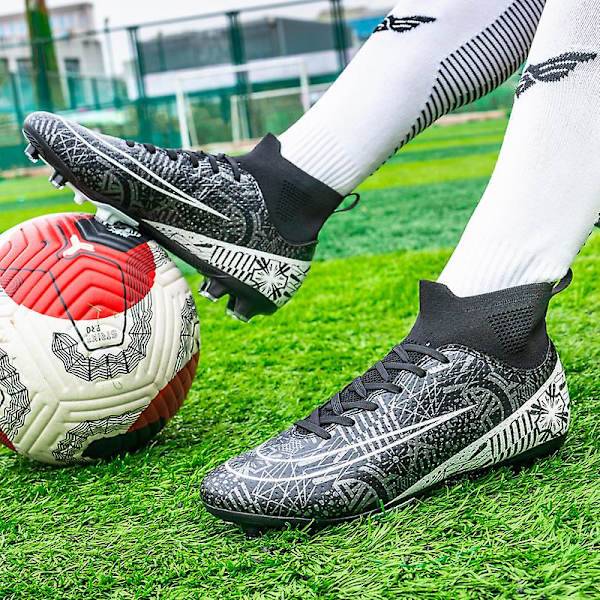 Fotbollsskor för män Halkfria fotbollsskor Klossar Gräs Fotbollssneakers 3A1126A Black 40