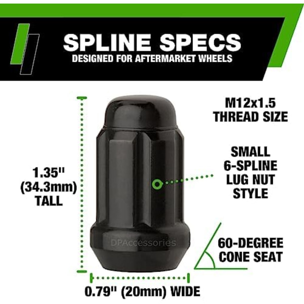 Black spline lug sale nuts