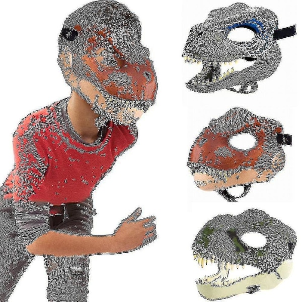 Dinosauriemask med öppningskäke, Dino-mask för barn Vuxen, kostym och rollspelspresent till Carnival Halloween Cosplay Party Red