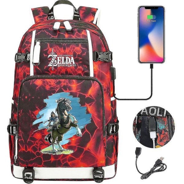 Zelda Breath Of The Wild Eye Game USB ryggsäck - Cosplay skolväska för Botw-fans - Unisex bärbar väska för resor och spel, perfekt för stud 6