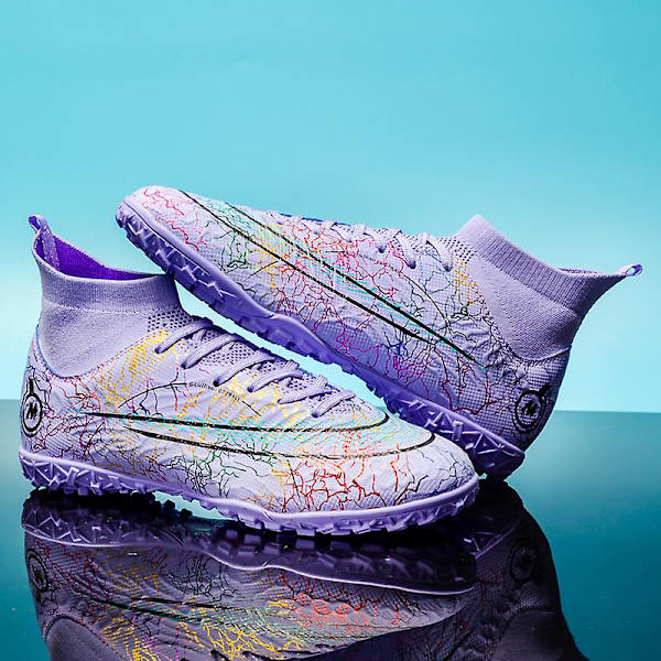 Fotbollsskor för män Halkfria fotbollsskor Klossar Gräs Fotbollssneakers Yj068 Purple 41