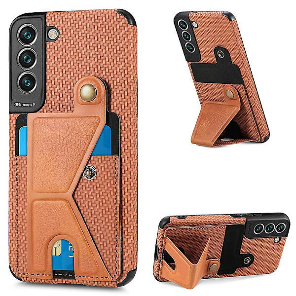 Phone case För Galaxy S22 Ultra Läder Phone case Stötsäker Telefonhållare Kortplats Multifunktionell brown