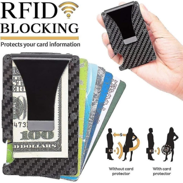 Minimalistisk korthållarplånbok Kolfiberplånbok Rfid Blocking Slimmetal Plånbok null none