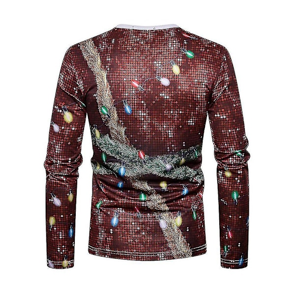 Män Jul Roligt print ful T-shirt Xmas Party Casual Nyhet Långärmade toppar CT479 S