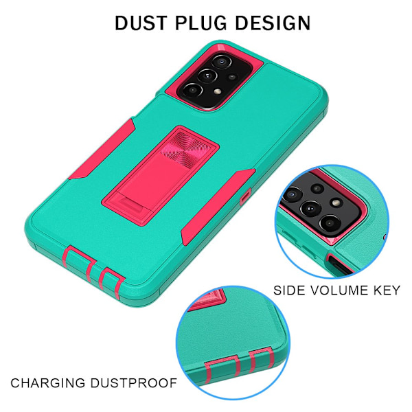 Xhy Samsung Galaxy A23 5G- case med skärmskydd och magnetiskt bilfäste Kickstand Militärklass helkropp dubbellagers fallskydd green&rosered