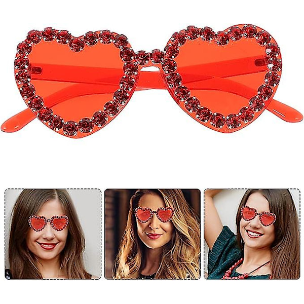 Hjärtformade solglasögon Plast Festglasögon Unisex Carnival Maskeradfest Foto Propspink red