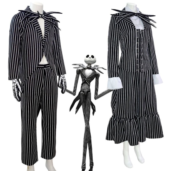 Jack Skellington Cosplay Kostym Pumpkin King Suit Halloween Fancy Dress Karneval Kostym För Vuxna Barn Female 130