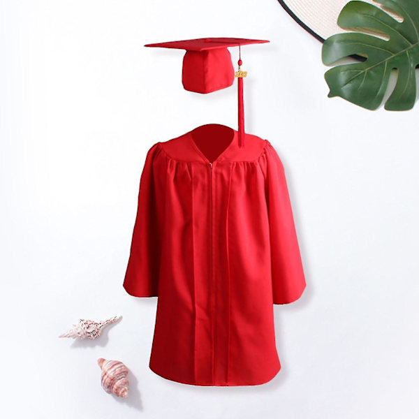 1 set examensdragklänning med hatt Polyester akademisk klänning för barn Red S