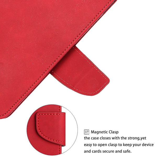 För Samsung Galaxy A14 5g Phone case Magnetstängningsställ Flip Enfärgad Pu-läder skyddande cover Red