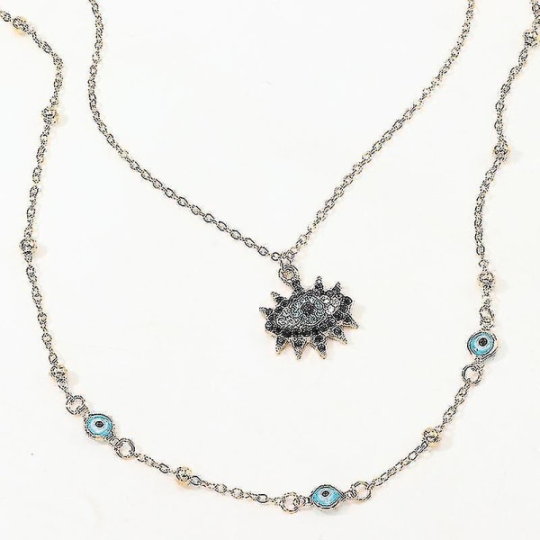 Vintage Evil Eye Halsband Hänge Nyckelben Chain Statement Långt halsband Dam Accessoar Kragar De Moda Bijoux Femme