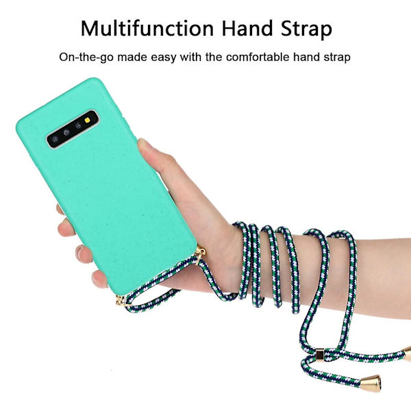 Wheat Straw Material + Tpu Case med snodd för Samsung Galaxy S10 Plus Green For Samsung Galaxy S10 Plus