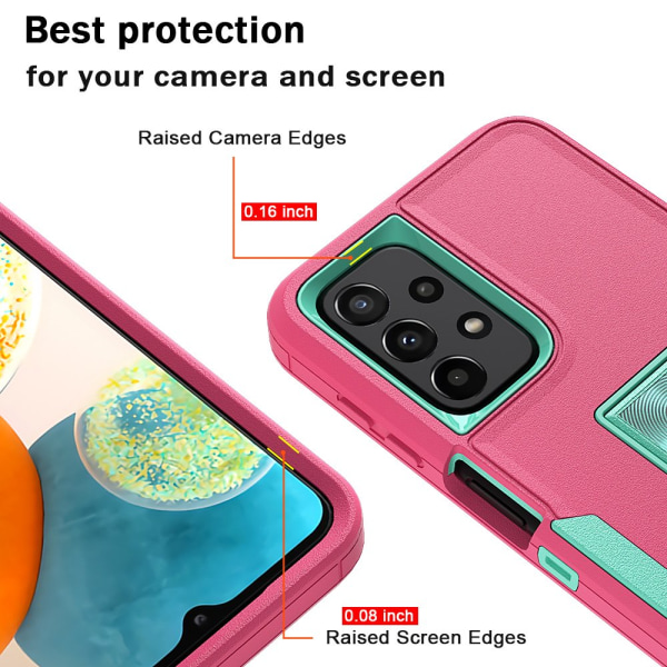 TASHHAR Samsung Galaxy A23 5G- case med integritetsskärmskydd och magnetiskt bilfäste Kickstand Military Grade Double Layer Drop Protectio rosered&green