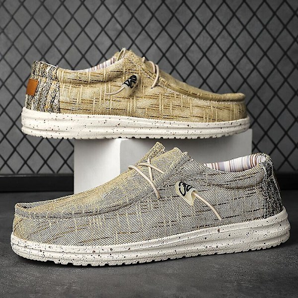 Wally Lättvikts Loafers för män som andas Casual Slip-on Sneakers Skor Khaki EU 46  US 11.5