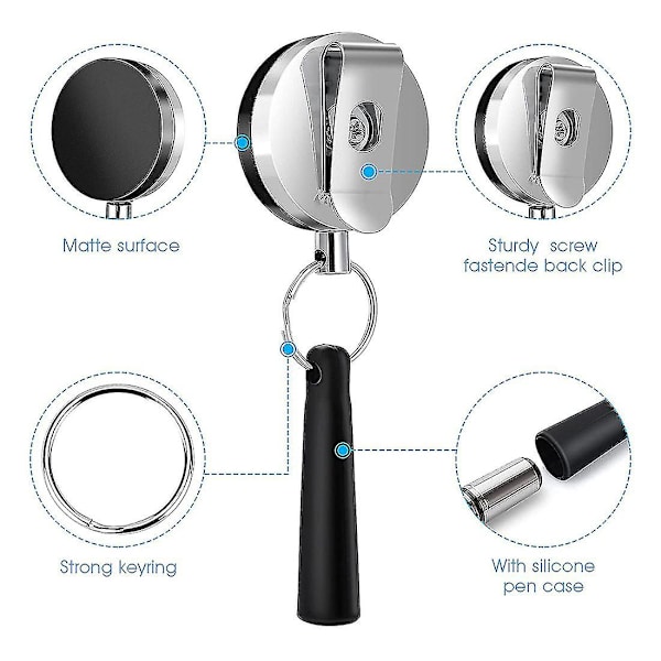4-pack Heavy Duty Indragbar Pull Pen Pennhållare för Markörer och Carpenter Pennor, Stretch Sil null none