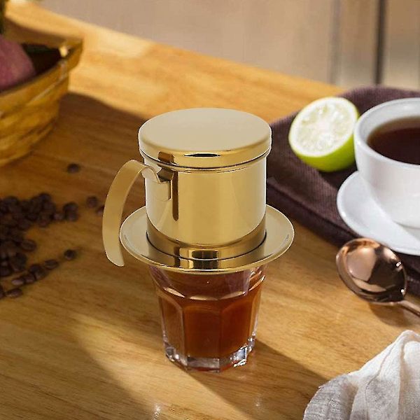 Vietnamesisk kaffefilterhållare - Kaffefiltermaskin i guld (10 x 8 cm) null none