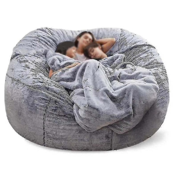 Lazy Sofa Bean Bag Konstgjord päls Bean Bag Bean Bag (135cm*65cm, snögrå) null none