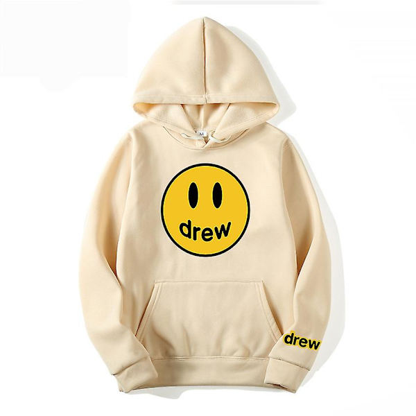 Drew Smiling Face Tröja Herr Samma modell Justin Bieber Same Street Par Klänning Hoodie Khaki M