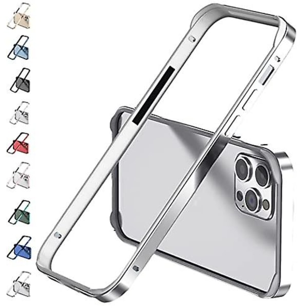 Aluminiumram Metall stötfångare Case Kompatibel Iphone 15 Pro Max/15 Pro/15 Plus med upphöjd kantskydd Silver iPhone 15 Plus