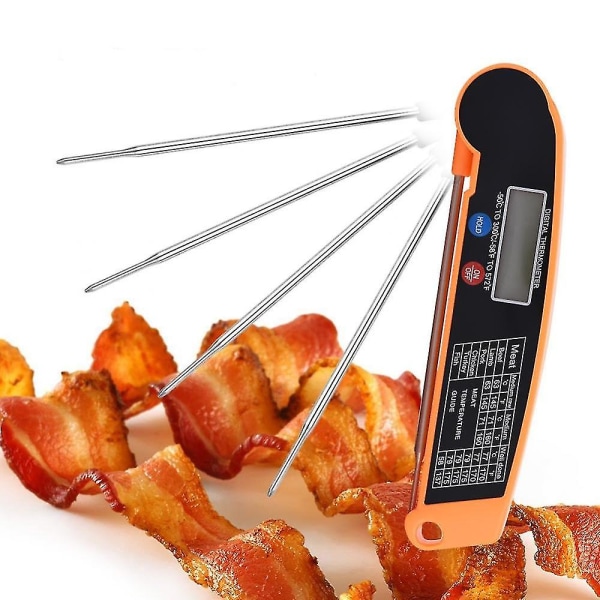 Kökstermometer Digital multifunktionell mattermometer hopfällbar (a-5-f6) Orange