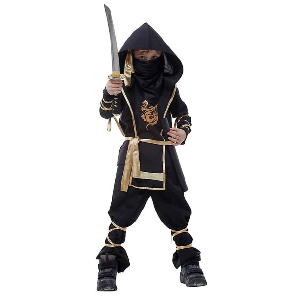 Umorden Halloween Kostymer Pojkar Drak Ninja Kostym Flickor Warrior Cosplay Karnevalsfest Fancy Dress Up För Barn Barn B-0100 (No Knife) L(height 120-130cm)