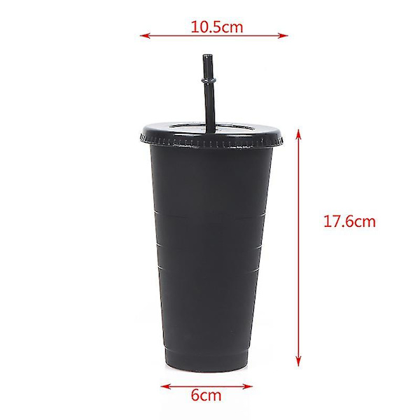 Born Pretty 700 ml halmkopp med lock Återanvändbara kaffekoppar Blixtfärgbyte Glänsande plastvatten null none