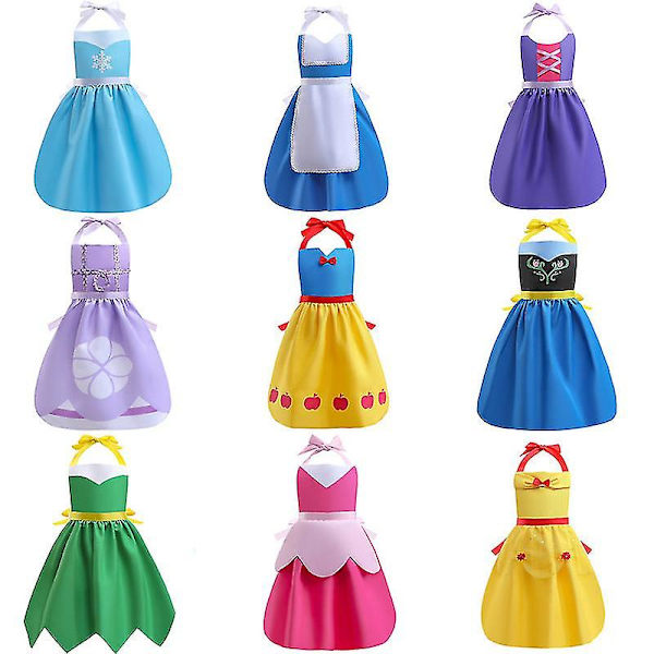Ärmlöst förkläde för vuxna barn Minnie Elsa Sofia Princess Förkläde Cosplay-kostym med hängande hals Aurora L