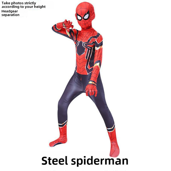 Halloween cos kostym barn jumpsuit huvudbonad kläder miles vuxen man gwine Spider tight man kläder Steel Spider-Man 1 mesh 170