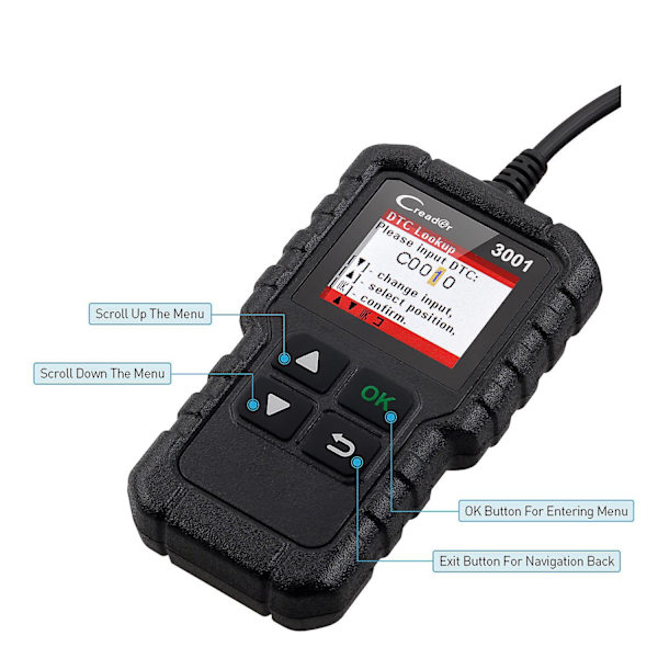Starta X431 Cr3001 Auto Full Obd2 Obdii Code Reader Scanner Creader 3001 Black none