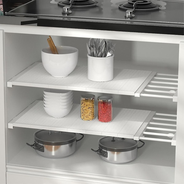 Garderob Spänning Hylla Stång och expanderbar DIY Garderob Divider Separator WHITE 38-55cm