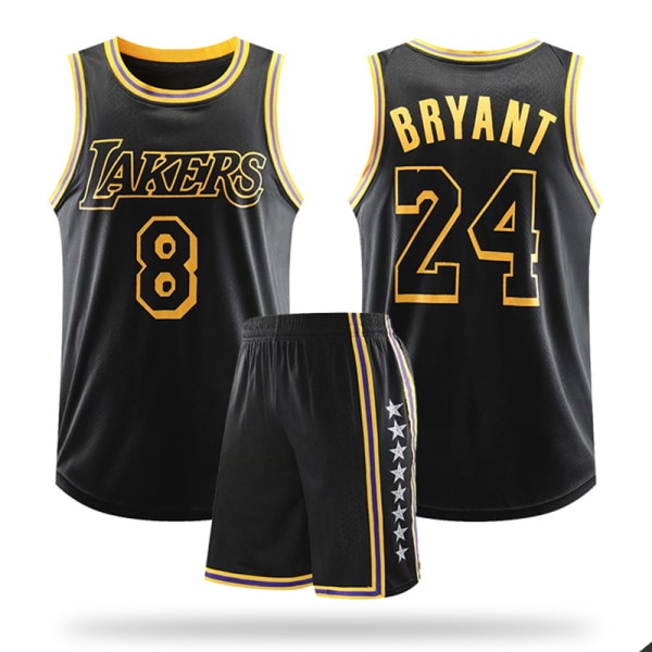 NBA Basketball Uniform Mamba Snake Pattern-Svart kostym-Front 8 Bak 24 2XL (170-175cm)