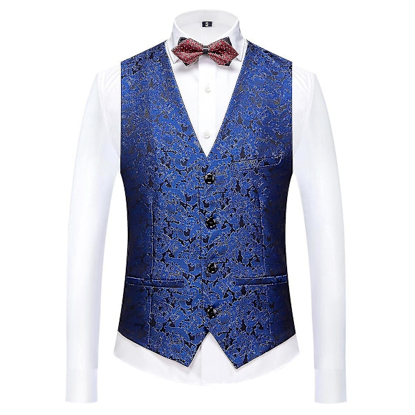 Schan Herr 3-delade kostymer Sjal Lapel Enknapps Smoking Blazer Västbyxor Set För Bröllop Blue S