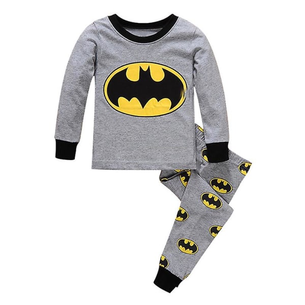 Superhjälte Kids Boy Spiderman Superman Nightwear Pyjamas Set Outfit Loungewear Grey Batman 7-8 Years