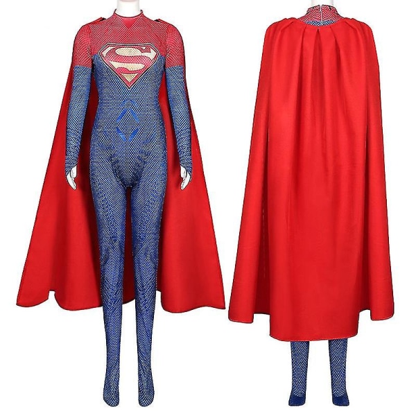 Superhjälte Supergirl Cosplay Dräkt Halloween Zentai Kappkostym För Barn Vuxen 160