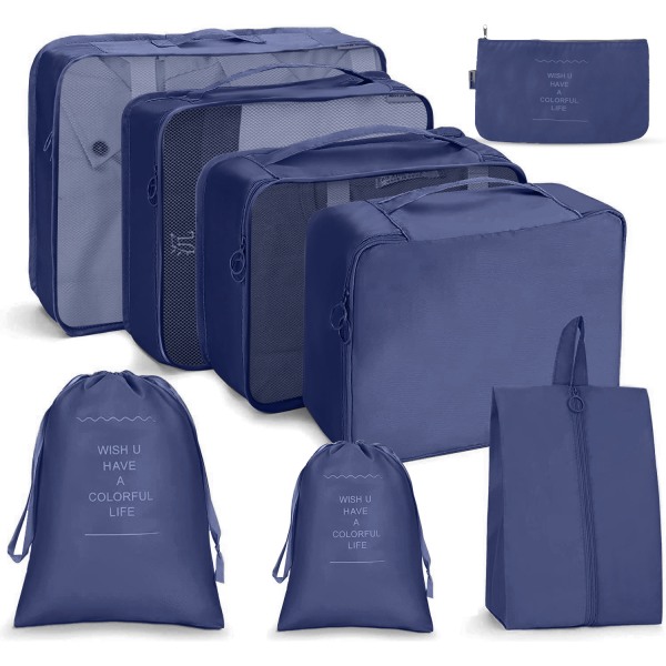 Resväska set Bundle mun 8-delars set marinblå