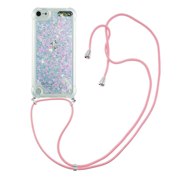 Long Lanyard Glitter Liquid Quicksand Tpu Cover för Ipod Touch (2019)/ipod Touch 6/5 - Mörklila hjärtan Shiny Hearts