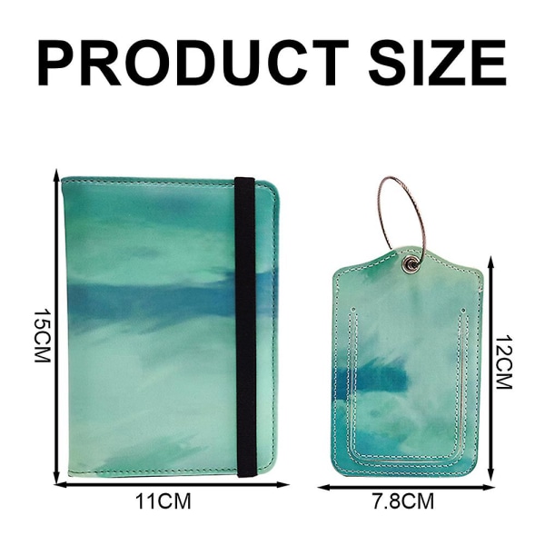 Cover, Pu-läder case Organizer för pass, kreditkort, boardingkort (plånbok+tagg) green 13.7*10.5cm
