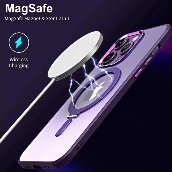 Magsafe Clear Case Kompatibel med Iphone 15 Pro Max, Mjuk TPU-ram + Hård PC Bakre cover med osynligt stativ Black For iPhone 15 Pro Max