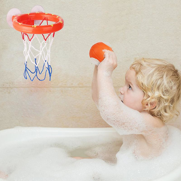 Baby Toddler Pojke Vattenleksaker Badrum Badkar Shooting Basketbåge med 3 bollar Barn utomhuslekset Söt set C Red dinosaur