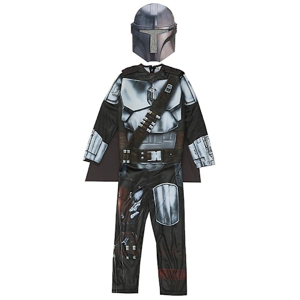Star Wars The Mandalorian Cosplay Kostym Outfit Barn Pojkar Jumpsuit Med Cape Mask Fest Halloween Fancy Dress Up Kostym 7-8 Years