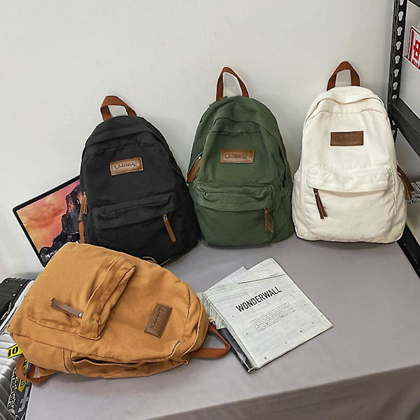 Ny ryggsäck för högskolestudenter för par stil Ins Cool flicka Pojke Canvas Grön Laptop Mode Kvinnlig Ryggsäck Man Reseryggsäck brown