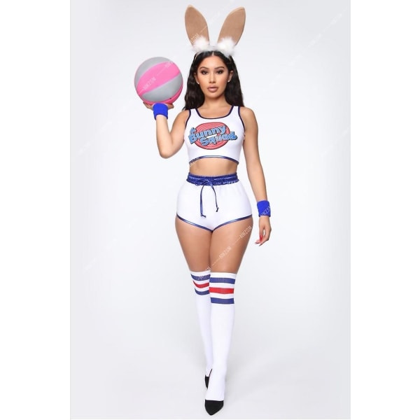 Space Lola Bunny Rabbit Cosplay Kostym Kanin Bunny Jam Kostymer Dam Flickor Halloween Party Kläder Toppar Shorts Outfit Set Suit And Socks M